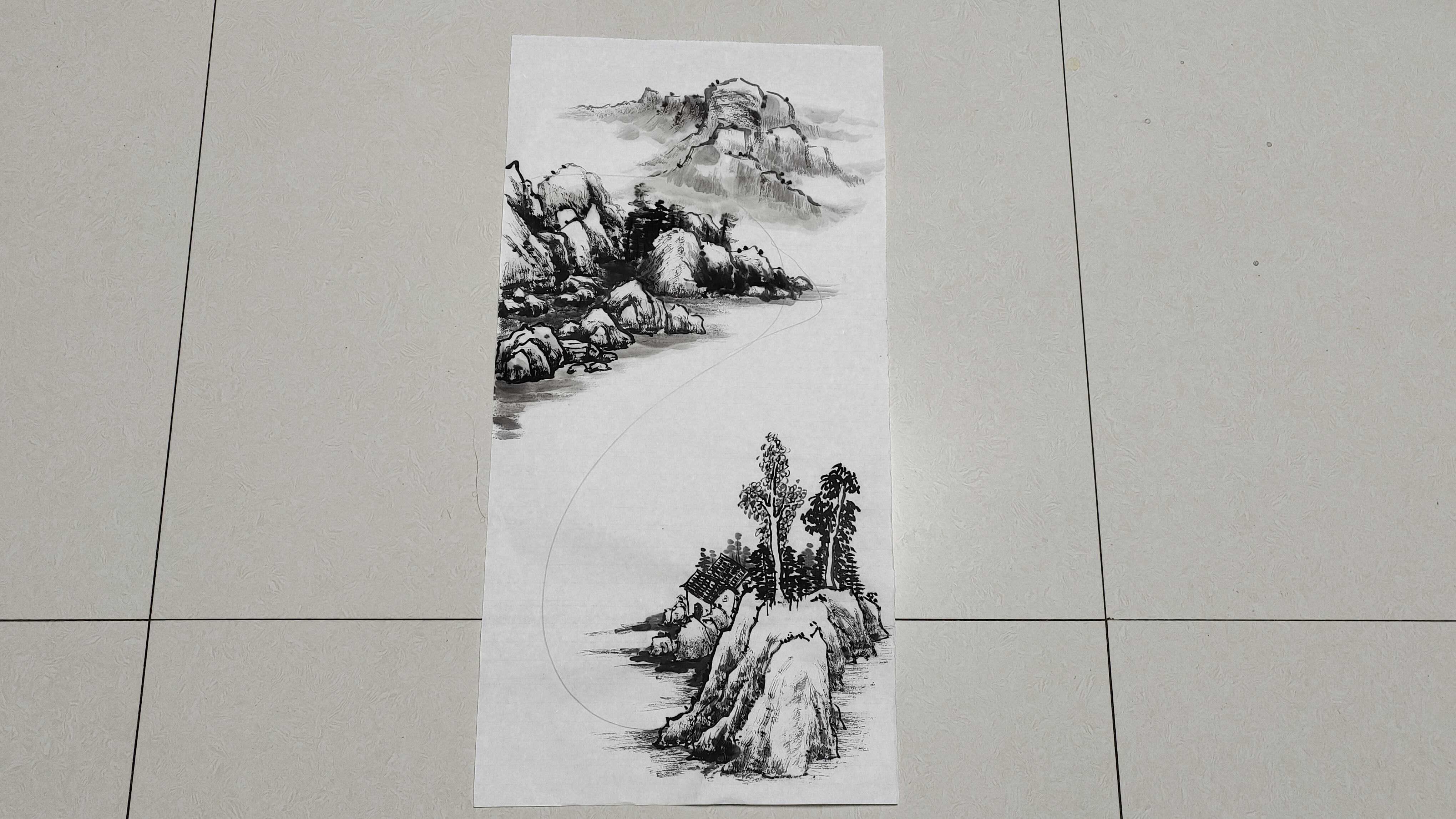 山水画法线条不能画的太实,看老师如何讲解