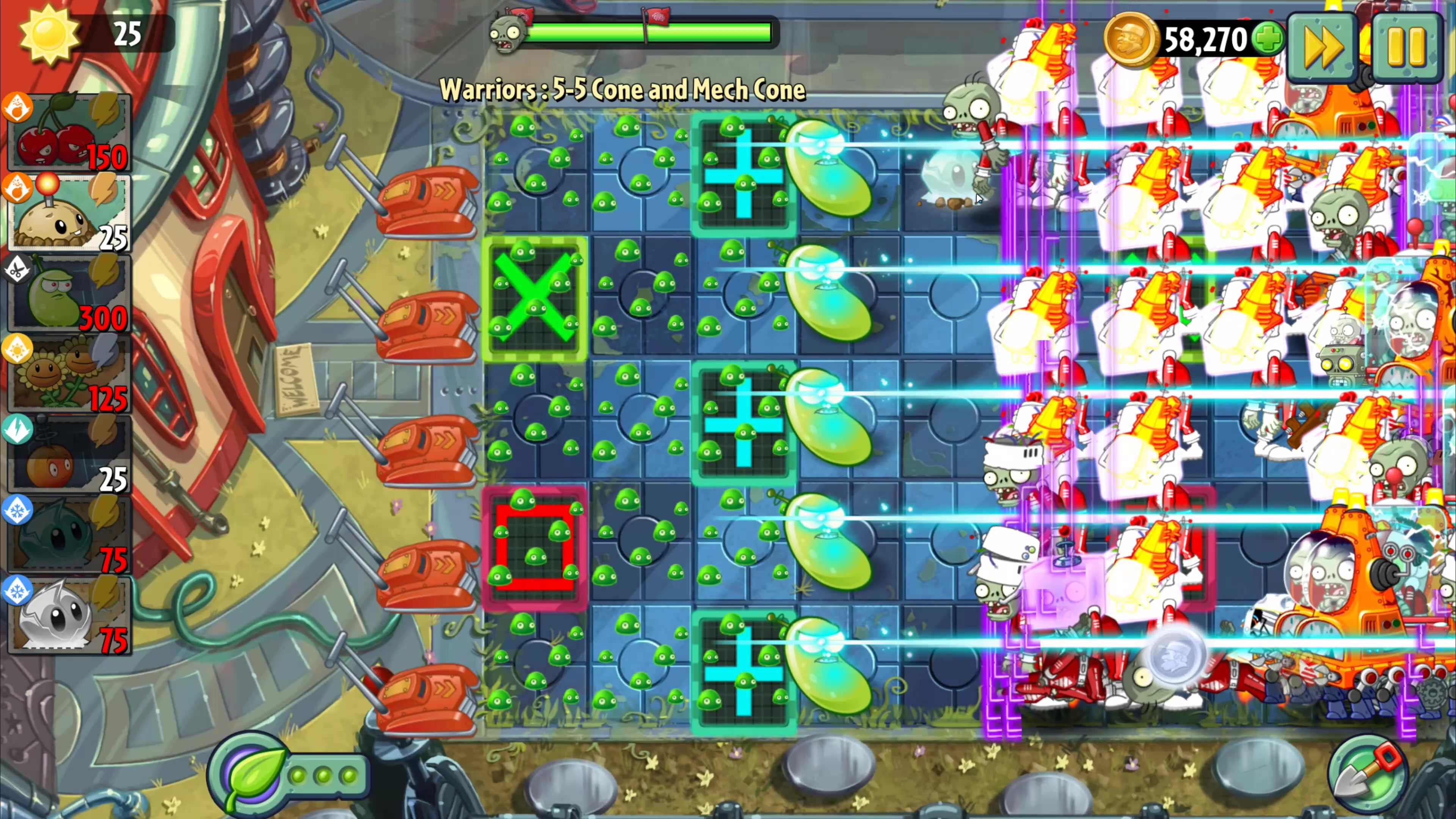 植物大战僵尸2勇士版5-5:冰冻生菜无限冰冻