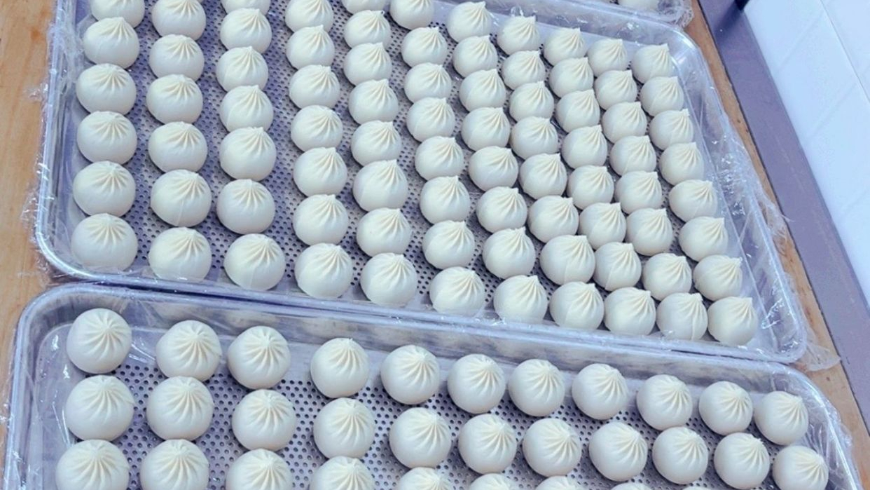 食品加工厂用包子机做出来的速冻灌汤包皮薄馅大#速冻灌汤包 #灌