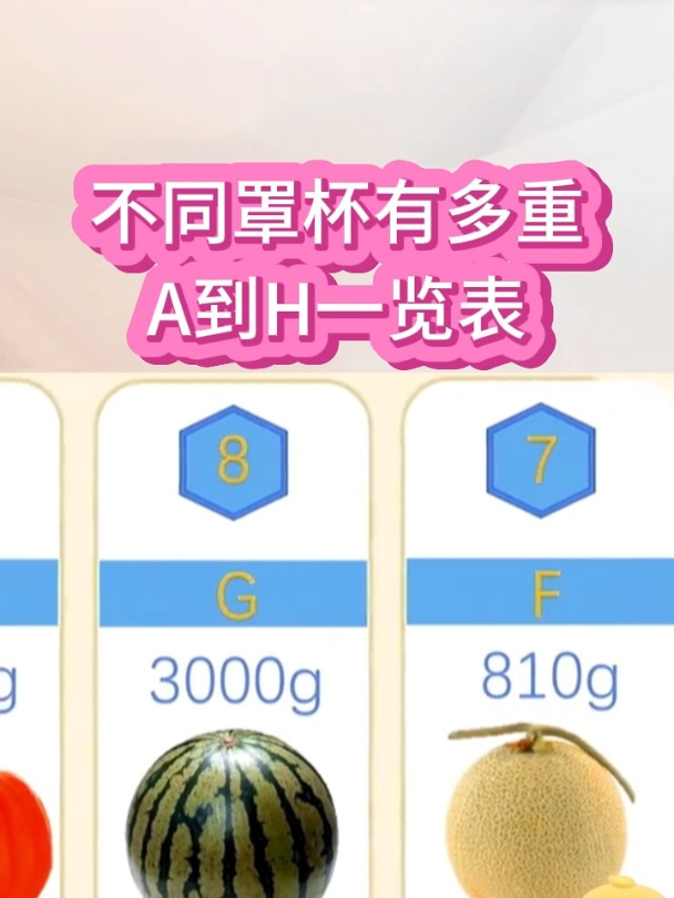 不同罩杯有多重a到h一览表