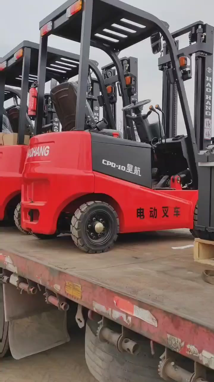 搬运车堆高车全电动叉车厂家批量发车10台现场视频
