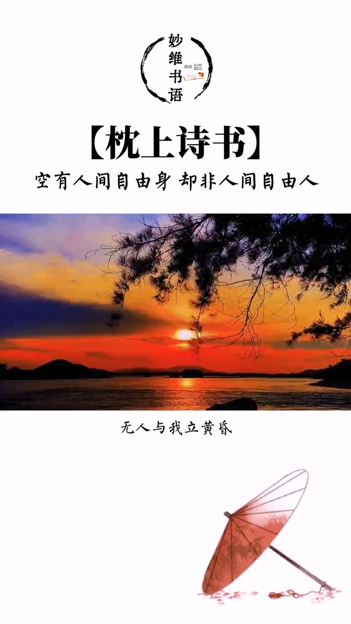 无人与我立黄昏,无人问我粥可温.空有人间自由身,却非人间自由人