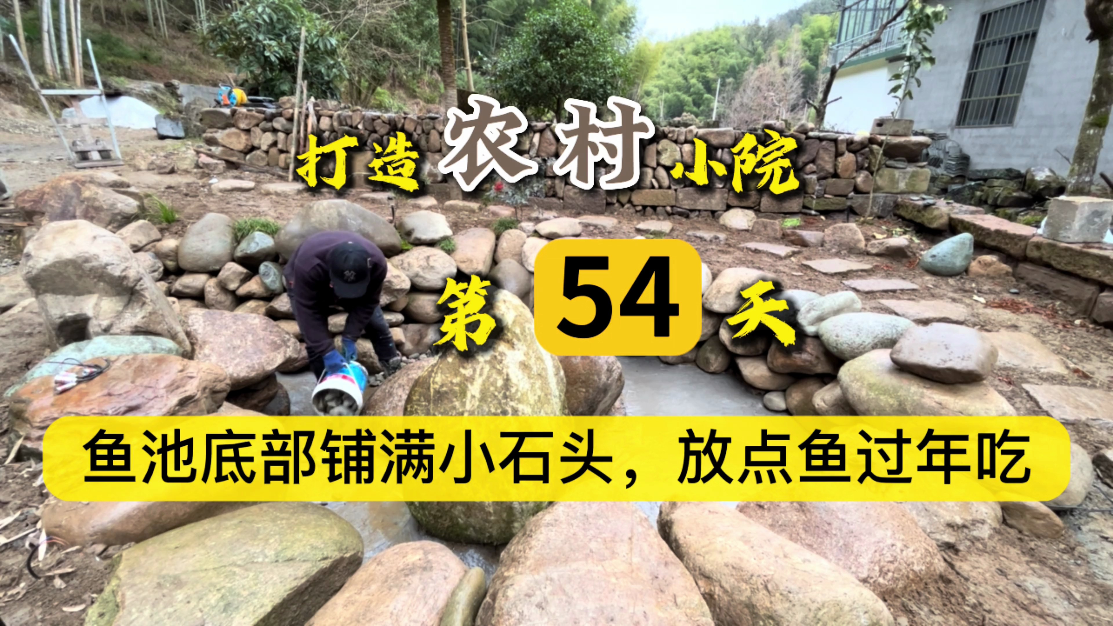 水泥的鱼池底我们可以铺一层小鹅软石,鱼儿与底部水泥隔开就好养
