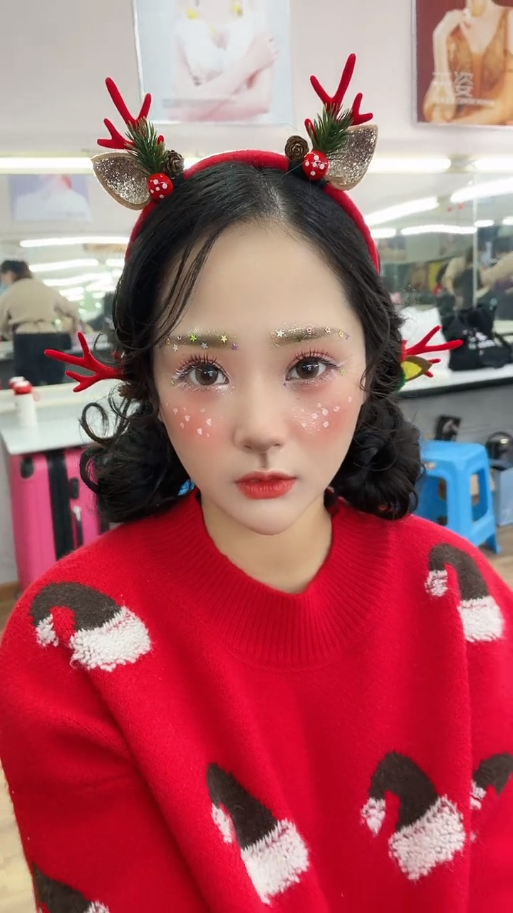 圣诞麋鹿妆 圣诞创意妆