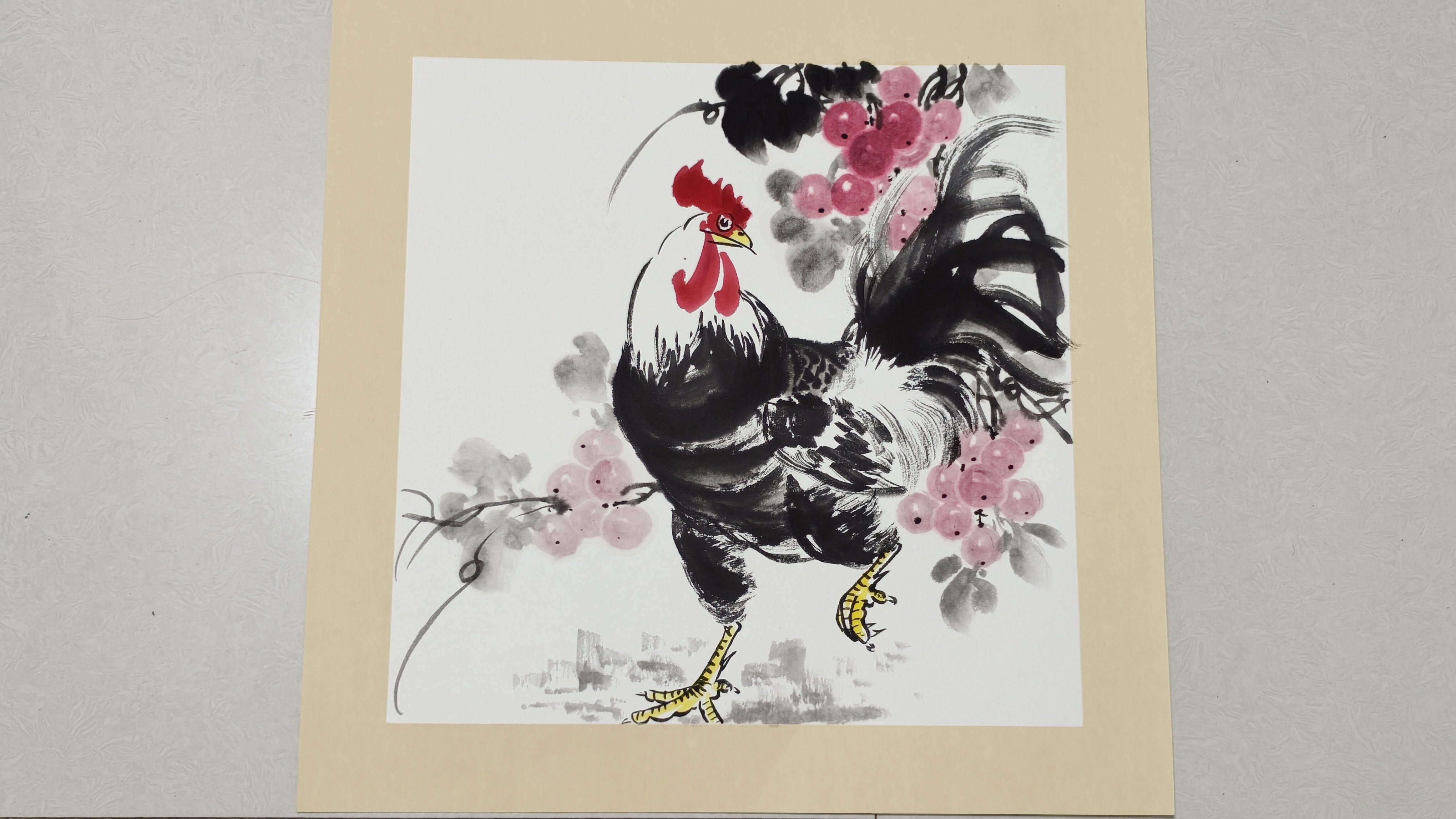 国画公鸡完整绘画过程,零基础小白也能学会