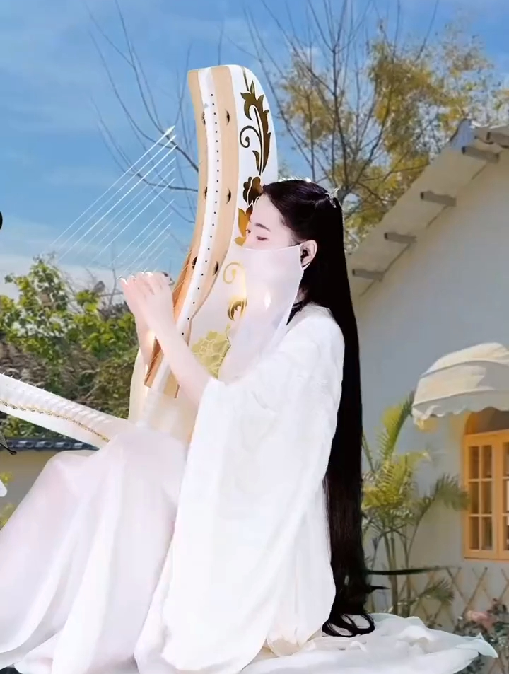 古风,唯美意境,汉服,箜篌,一直很安静-度小视