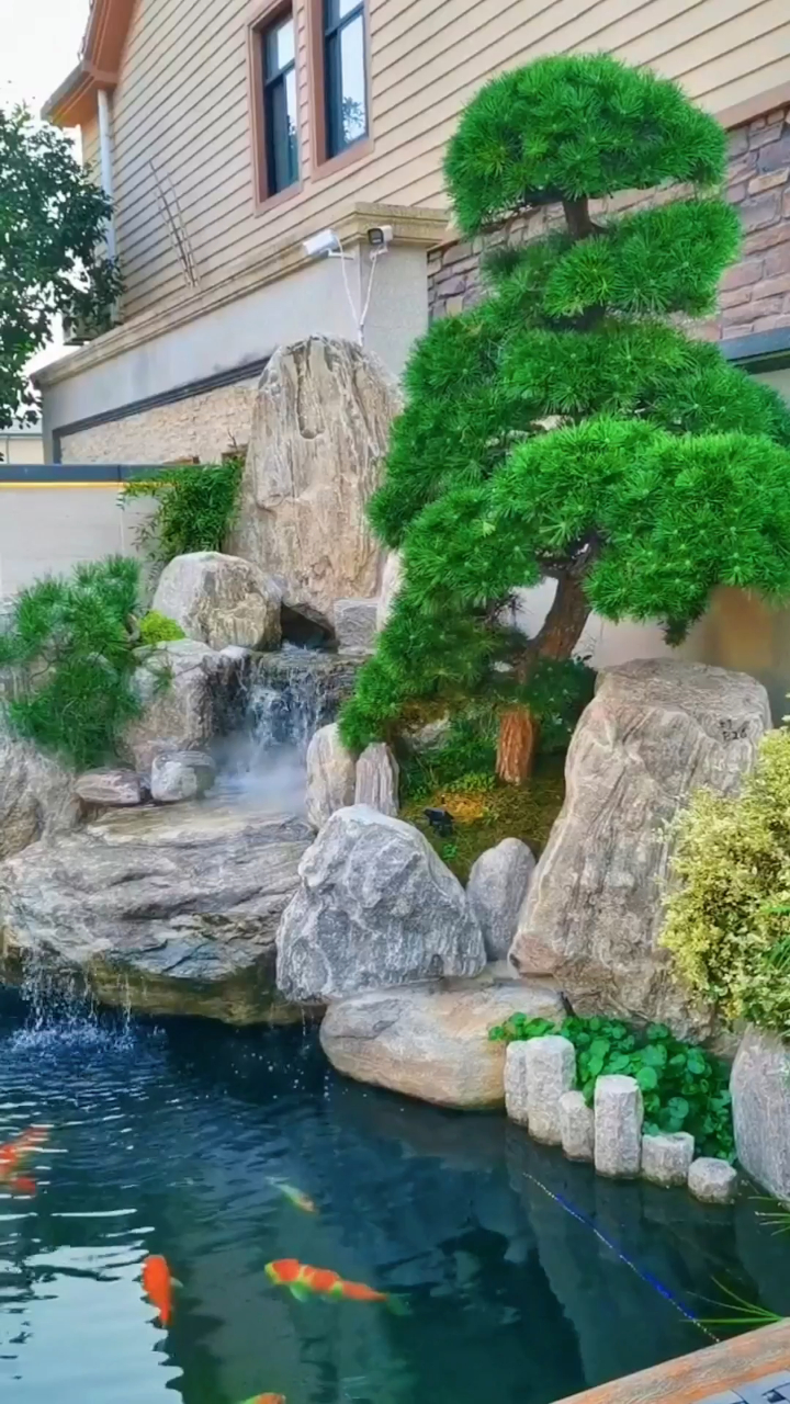 径曲廊回,小桥流水!别墅庭院泰山石风水景观,镇宅聚气!