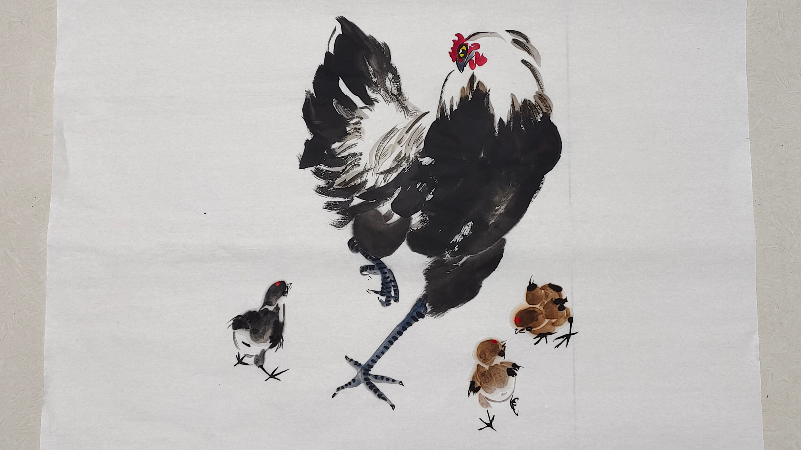 水墨母鸡画法,只需三个步骤,快速入门