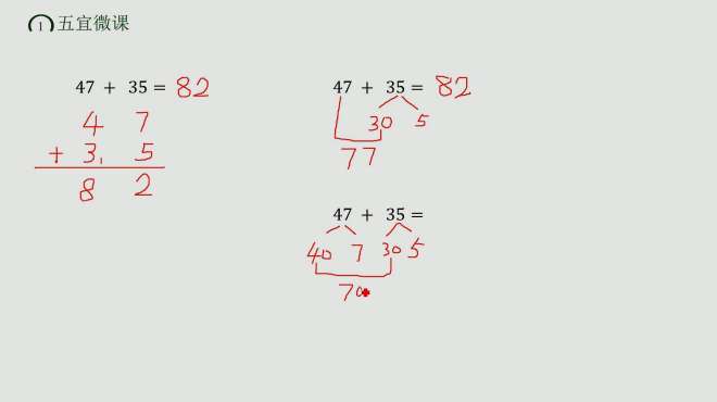 [图]三年级数学两位数加两位数口算，3种口算方法，你更喜欢哪一种