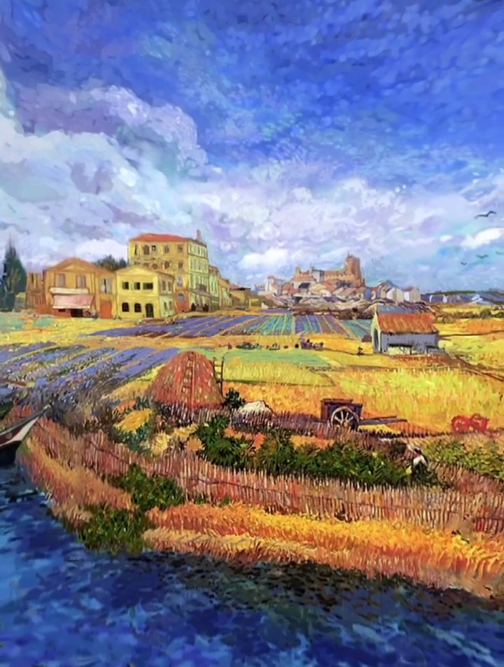 艺术家梵高的麦田油画