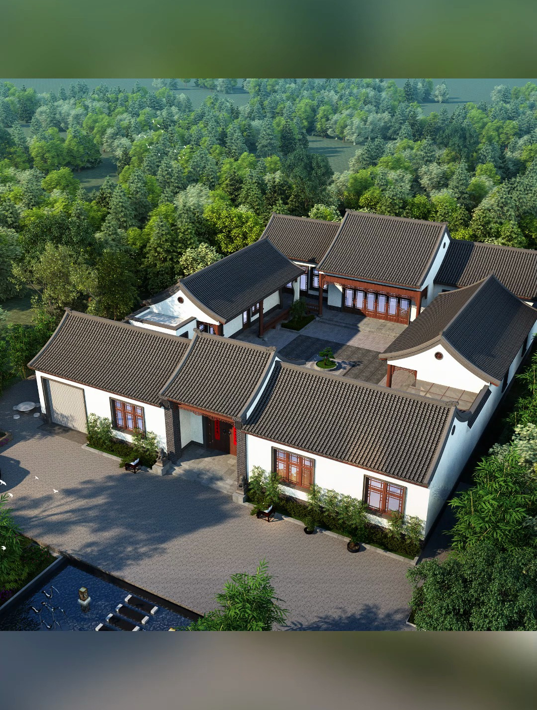 最美中式一层四合院别墅经典大气