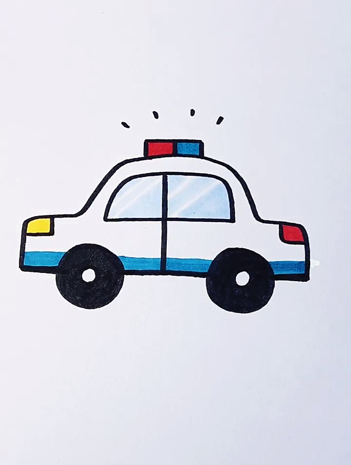 教你用士字画一辆警车,创意简笔画,儿童简笔画教程