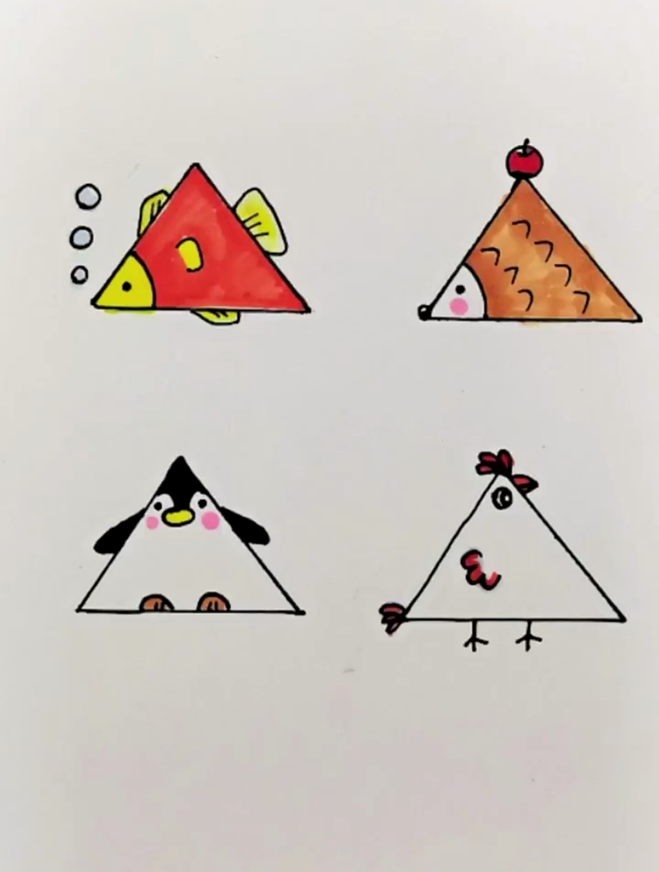 三角形一起来画动物吧!