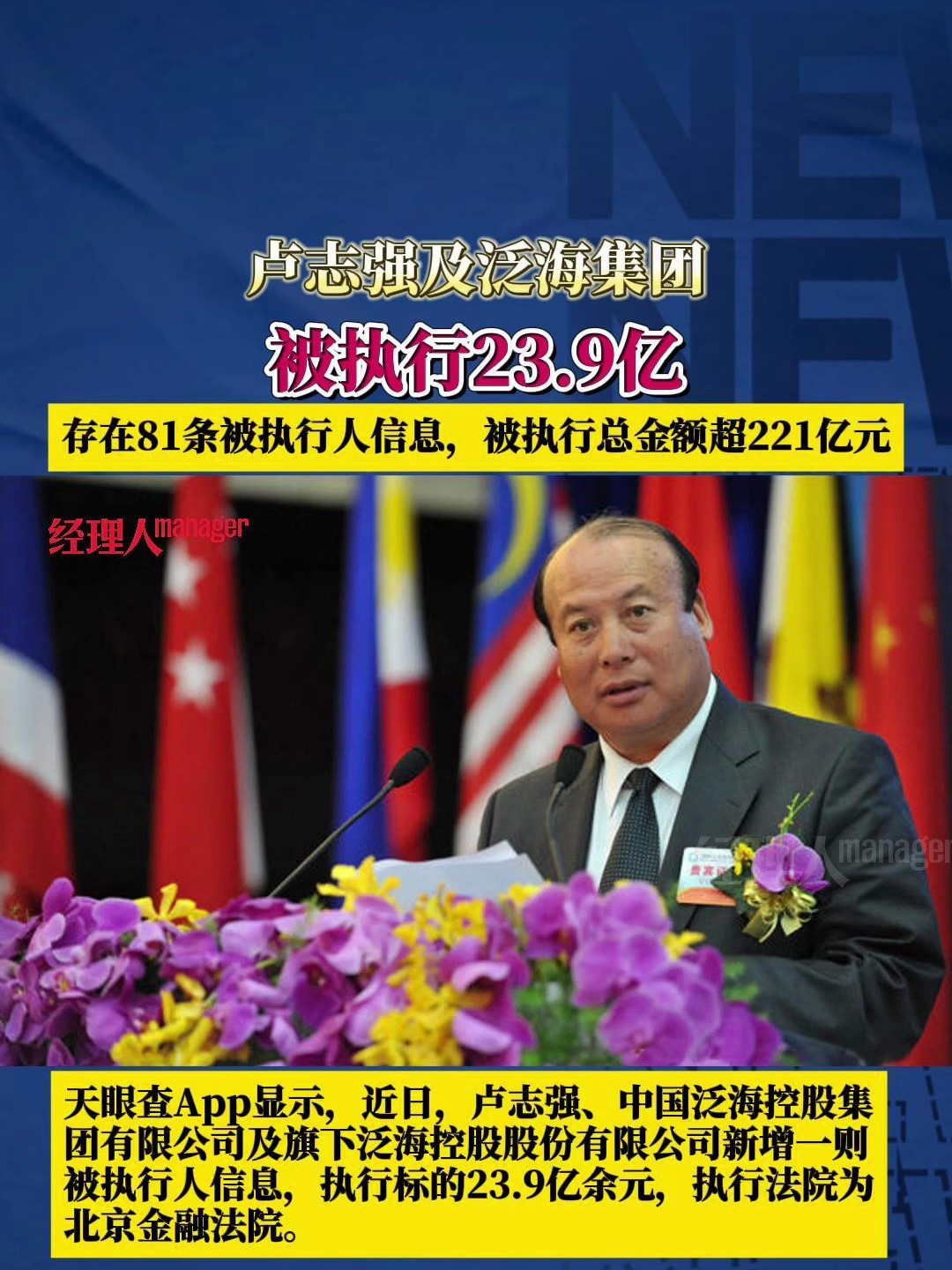 卢志强及泛海集团被执行239亿