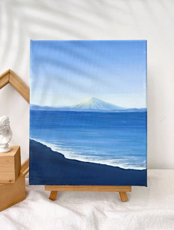 一幅清爽的蓝 丙烯画 零基础学画画