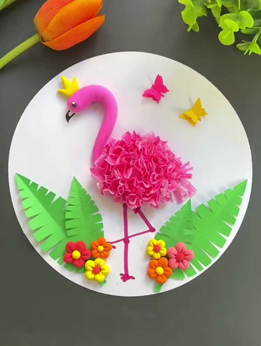 一起用粘土和纸巾,做漂亮的火烈鸟贴画吧-度小视