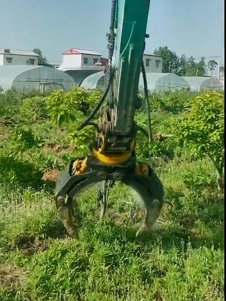 挖掘机进果园拔树,一下一颗太利索了-度小视