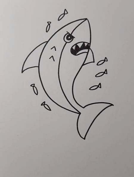鲨鱼简笔画画法 凶狠图片