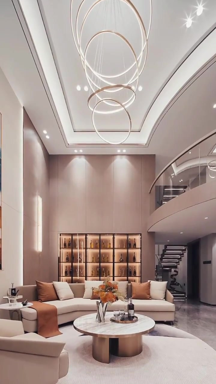 别墅装修:地下室挑空叠加别墅户型现代简约风格设计-度小视