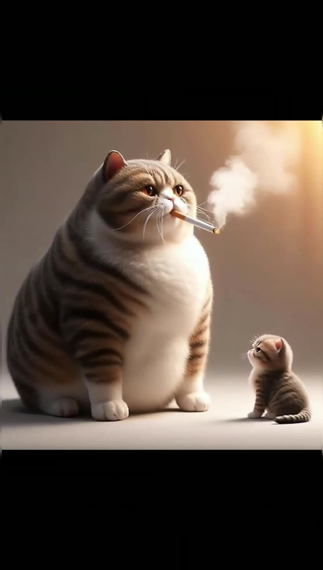 可怜的猫之吸烟有害健康