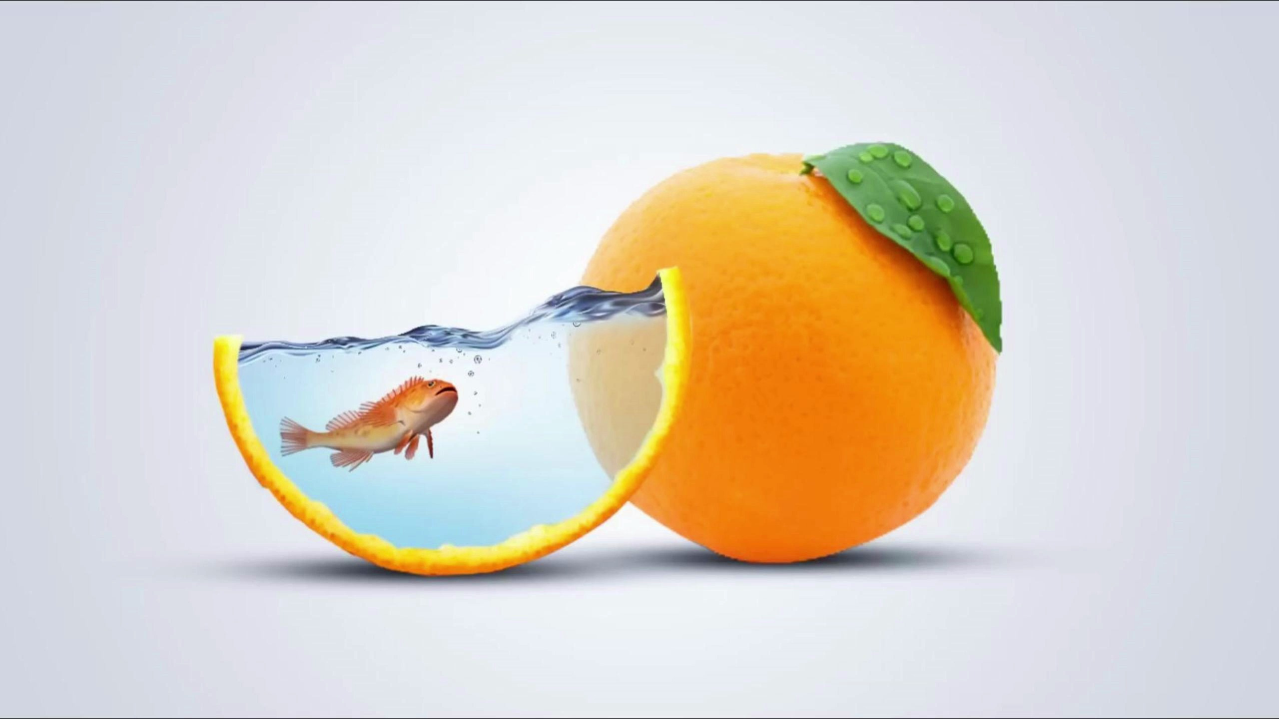 PS创意合成《橙子里的鱼》奇幻海报