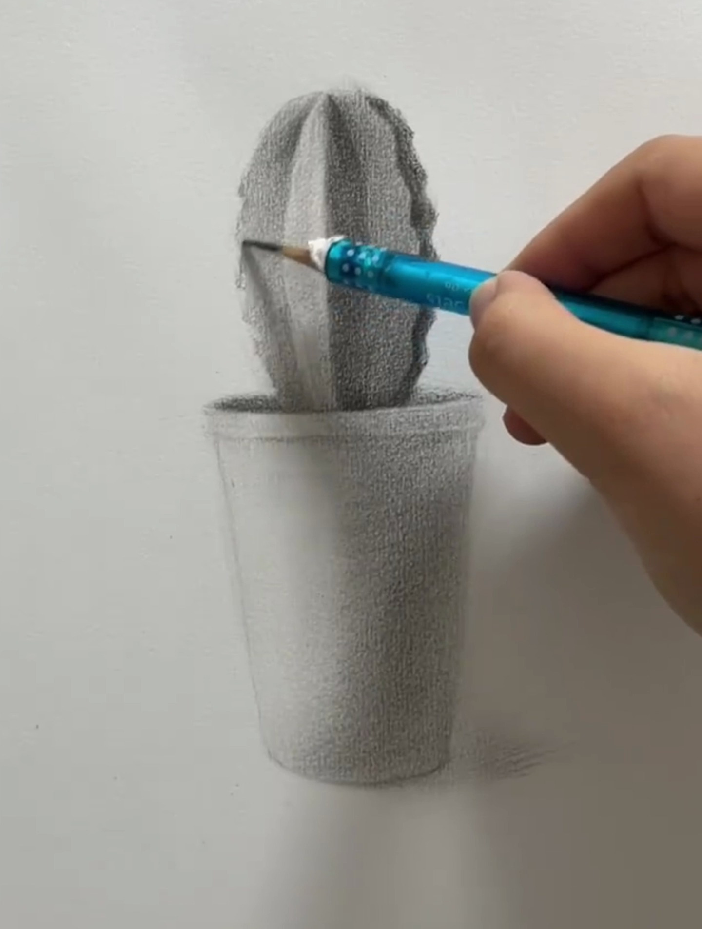 手绘一盆仙人球(来支铅笔)