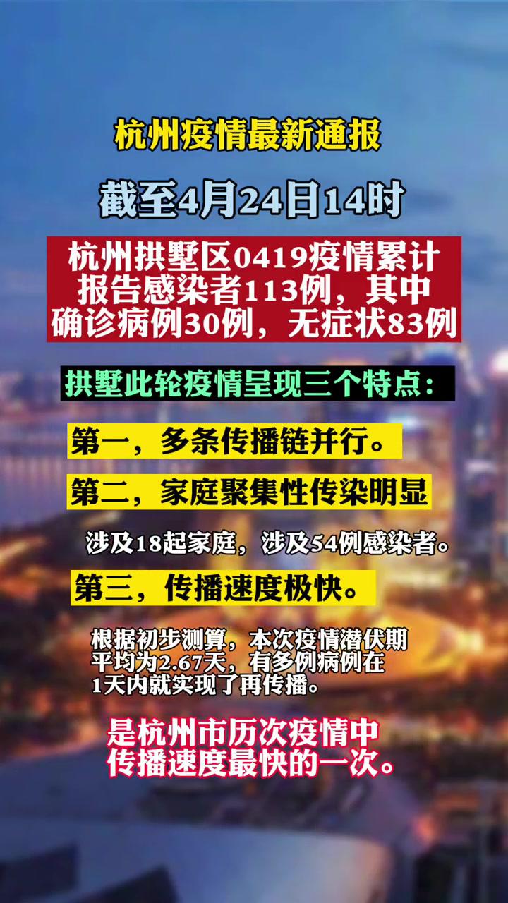 杭州拱墅"4·19"疫情累计报告感染者113例 最新消息 浙江dou知道