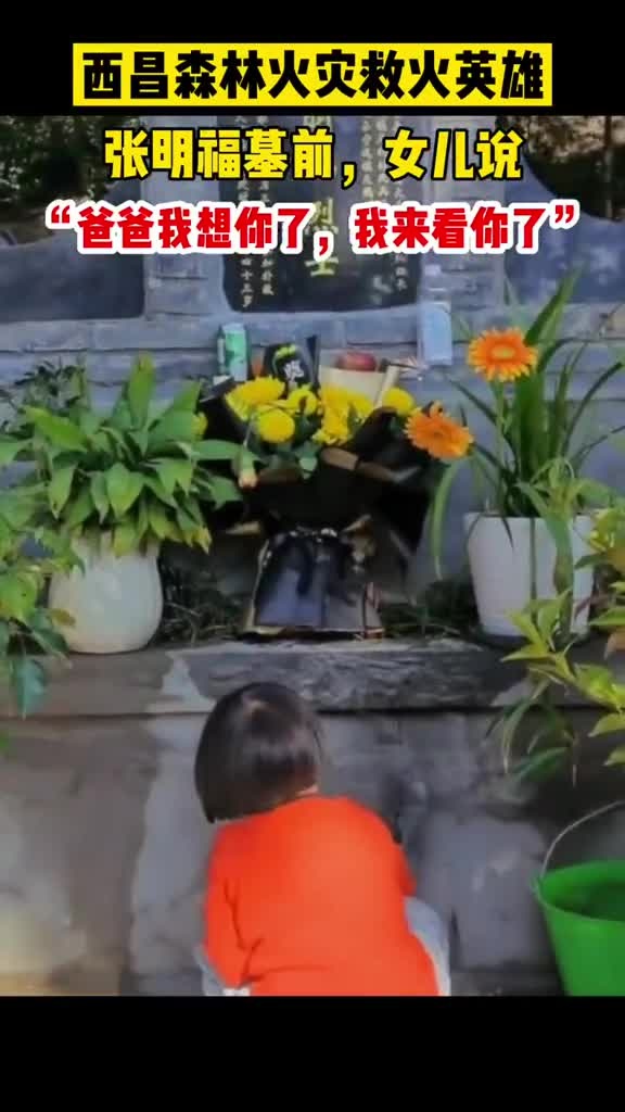 "爸爸我想你了,我来看你了",烈士张明福女儿蹲在墓碑前一幕