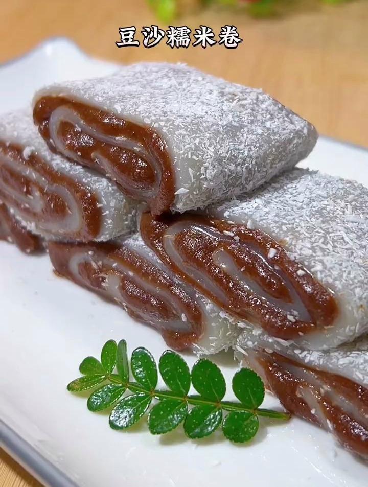 从小吃到大的糕点,豆沙糯米卷,软糯拉丝,做法简单!