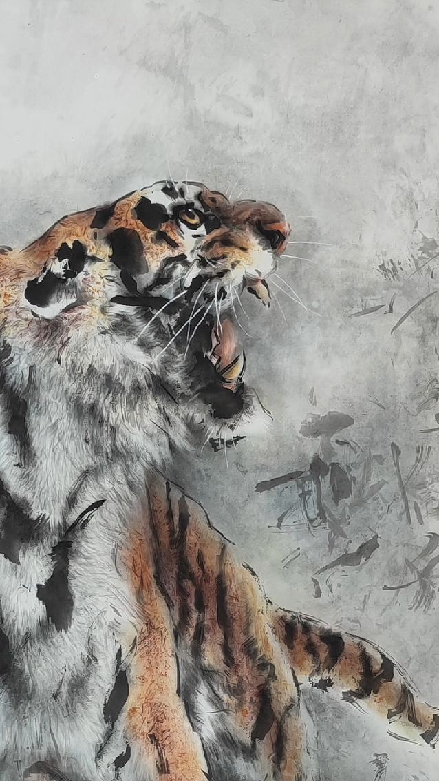 巩大川老师国画虎小写意《大风图》-度小视