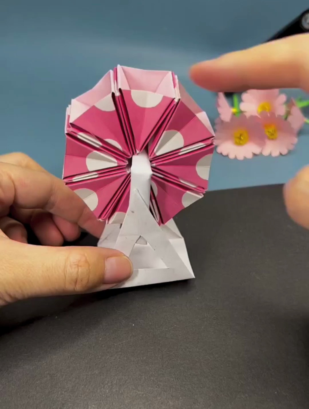 迷你摩天轮折纸,可以旋转的童话世界,成品出来我爱了