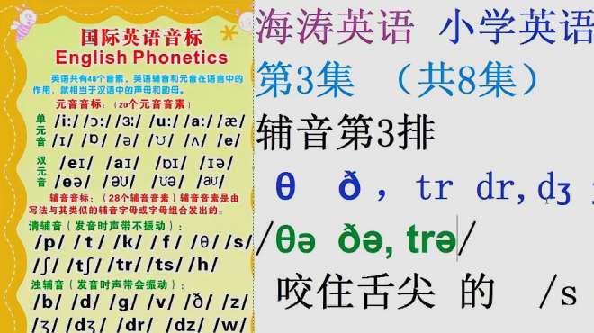 [图]小学英语音标教学第3集：第3排的6个辅音有一定难度