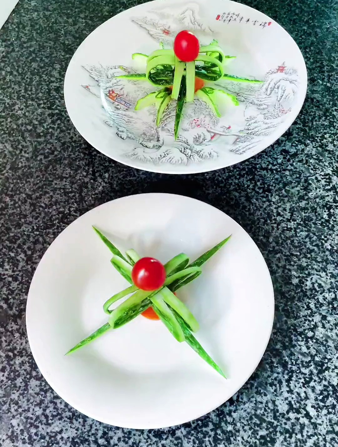 创意盘饰 简单的黄瓜摆盘技巧 你学废啦吗?-度小视