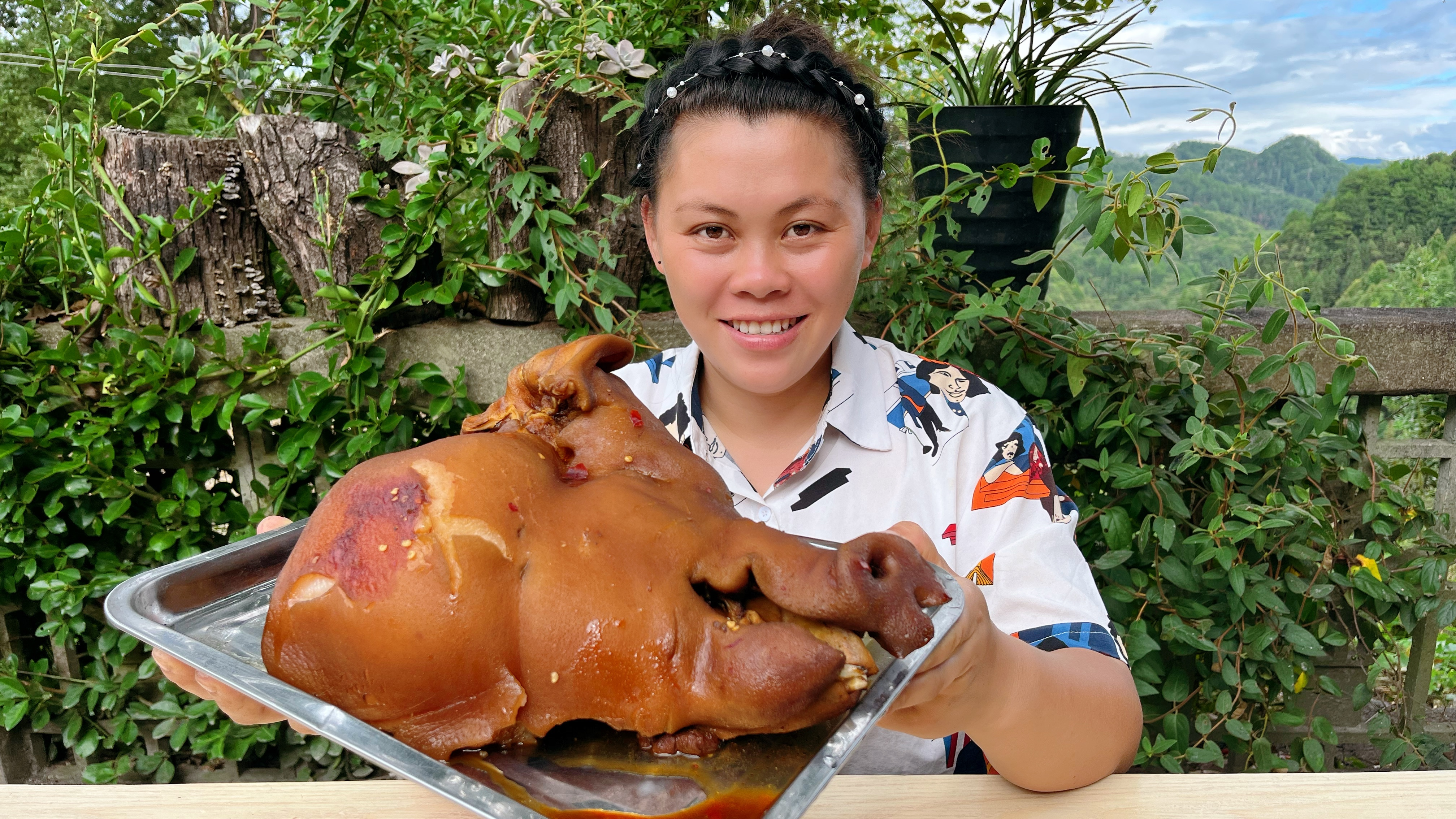 欧妹嘴又馋了,炖半个猪头肉做凉拌直接吃到饱