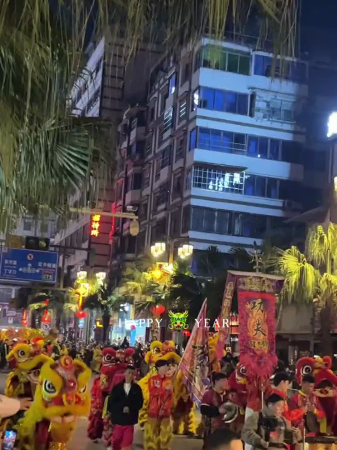 新年来遵义舞狮花灯过龙年小狗爱游泳耶