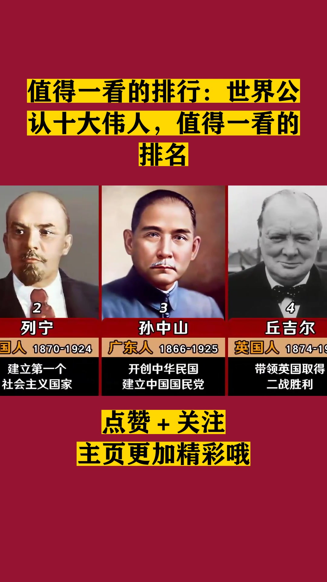 世界伟人100位排名