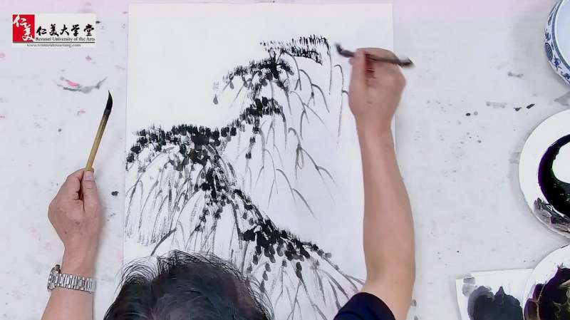 山水画中荷叶皴的画法,掌握这种皴法画山立体,气势磅礴,文化,艺术,好看视频