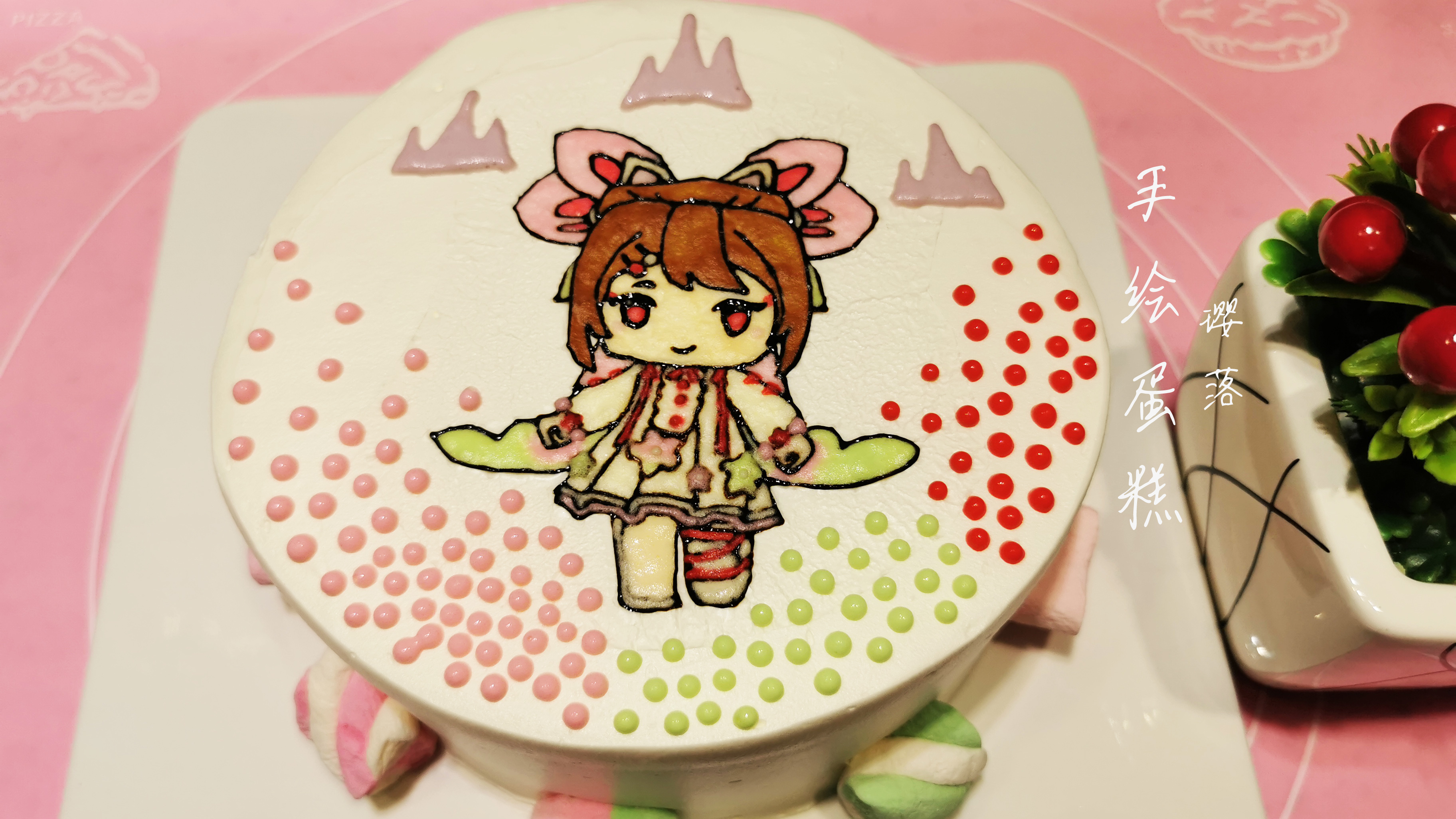 迷你世界园艺师璎落手绘蛋糕,衣服上的小花朵实在难以做出