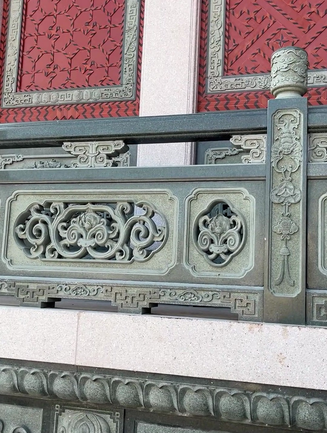 古建石栏杆 镂空石雕栏杆围栏 中式传统石雕-度小视