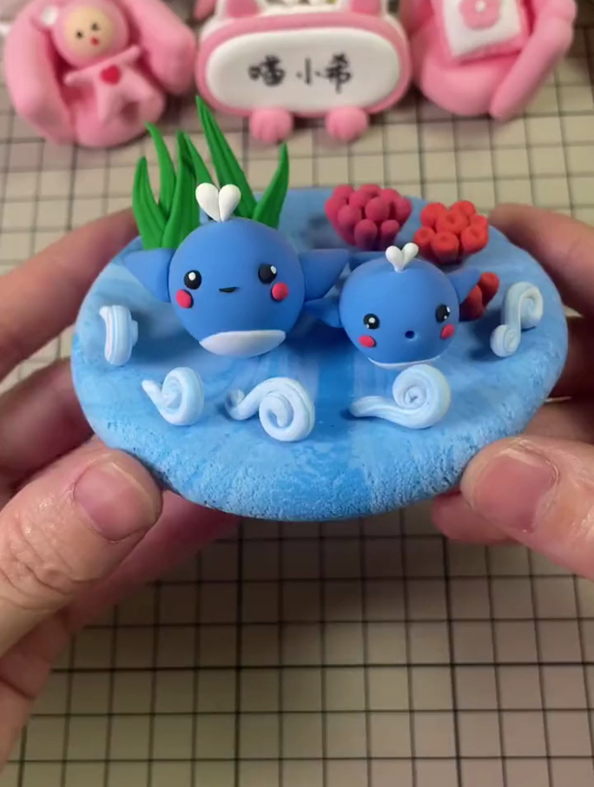 粘土蓝鲸之海,超轻粘土海洋浪花水草珊瑚手工教程-度小视