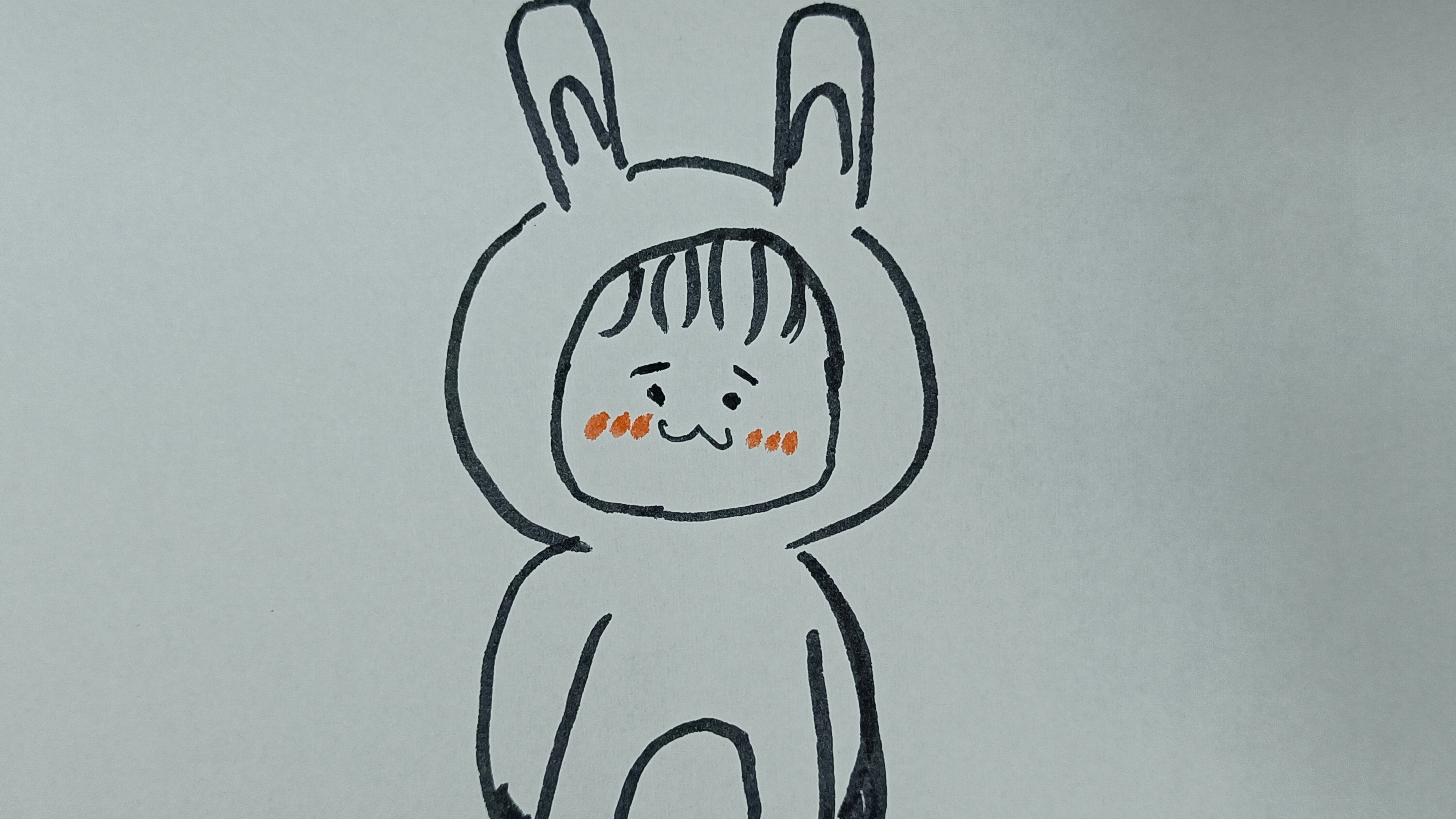 今天教大家完成兔子帽的小女孩的简笔画,你学会了吗?
