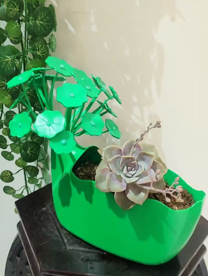 洗衣液瓶制作铜钱草花盆,美观又环保,买花盆的钱都省了