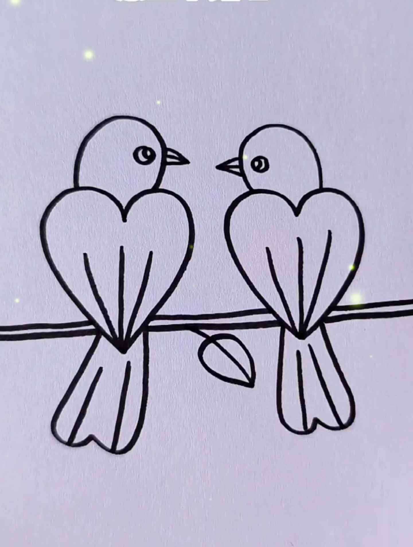 用四颗爱心画小鸟,简单有趣易学一起来画吧!