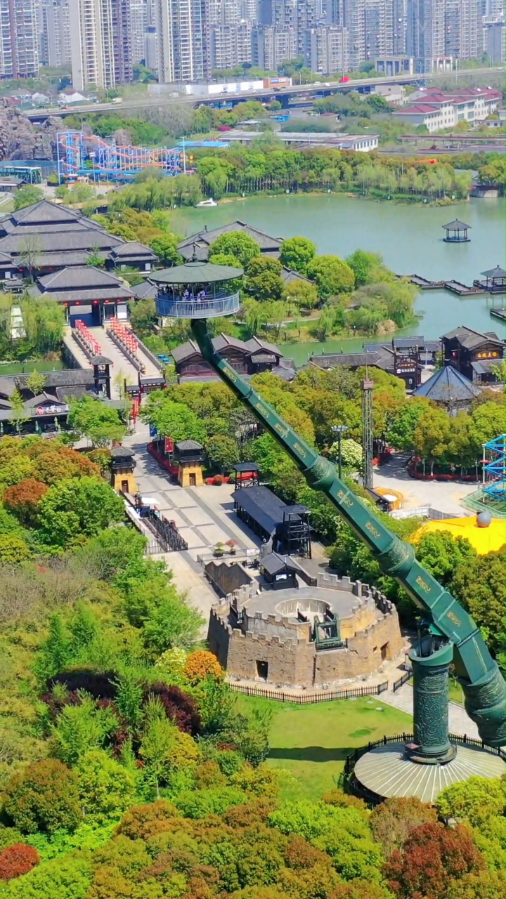 航拍淹城春秋乐园孙武点将台55米高空看春秋遗址