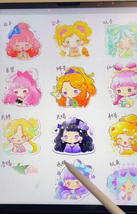 十二星座公主简笔画,十二星座卡通动漫儿童简笔画,简笔画小公主-度小