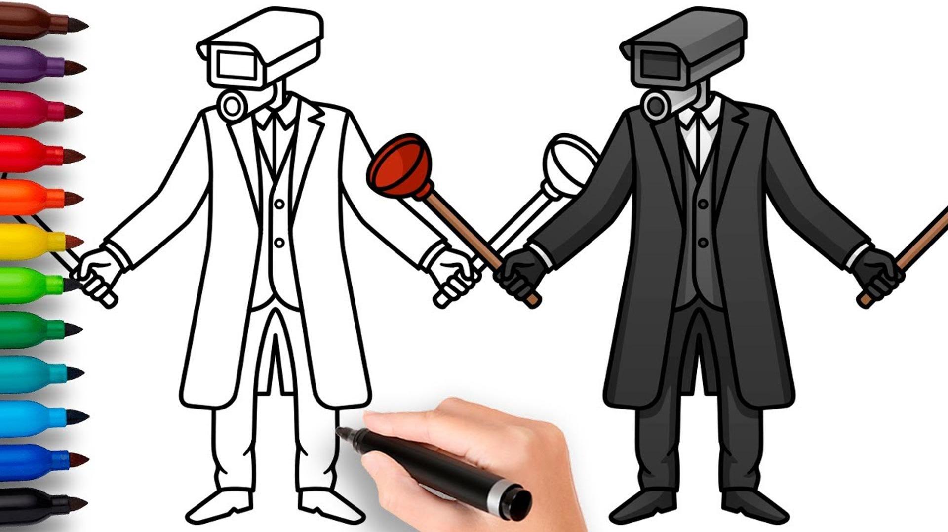 简笔画如何画人物?教你画拿着武器的监控人,他的武器是亮点哦!
