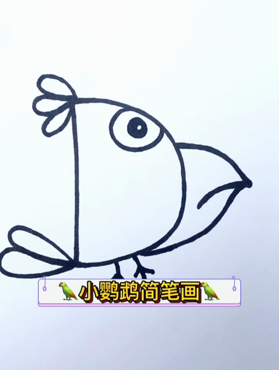 小鹦鹉简笔画,用字母d画出来的鹦鹉!