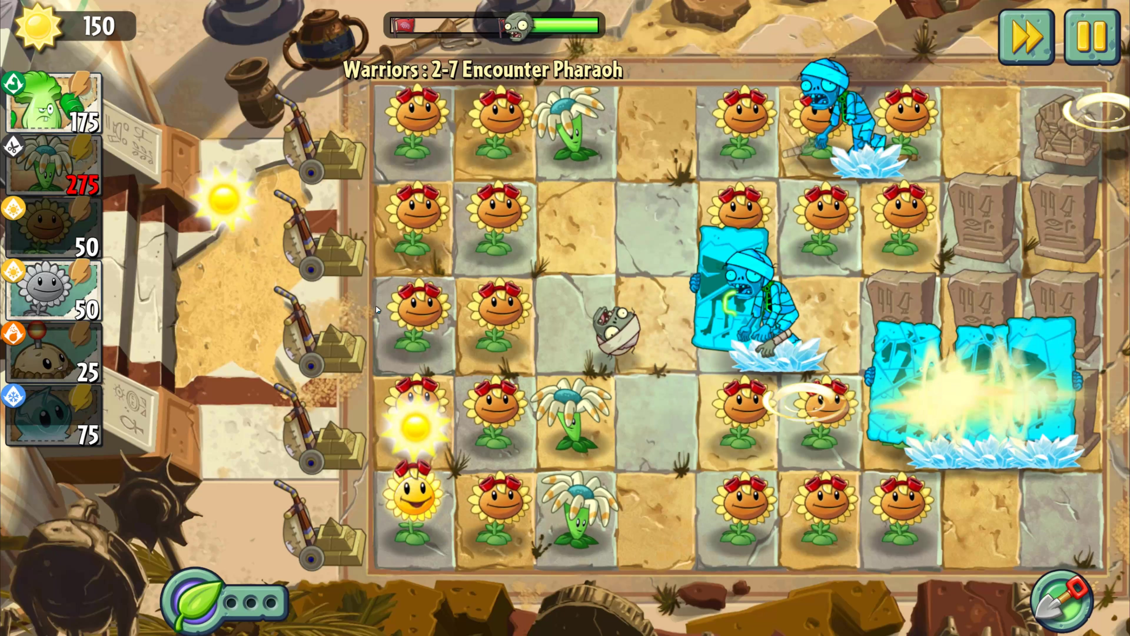 植物大战僵尸2勇士版2-7:全屏冰冻的冰冻生菜