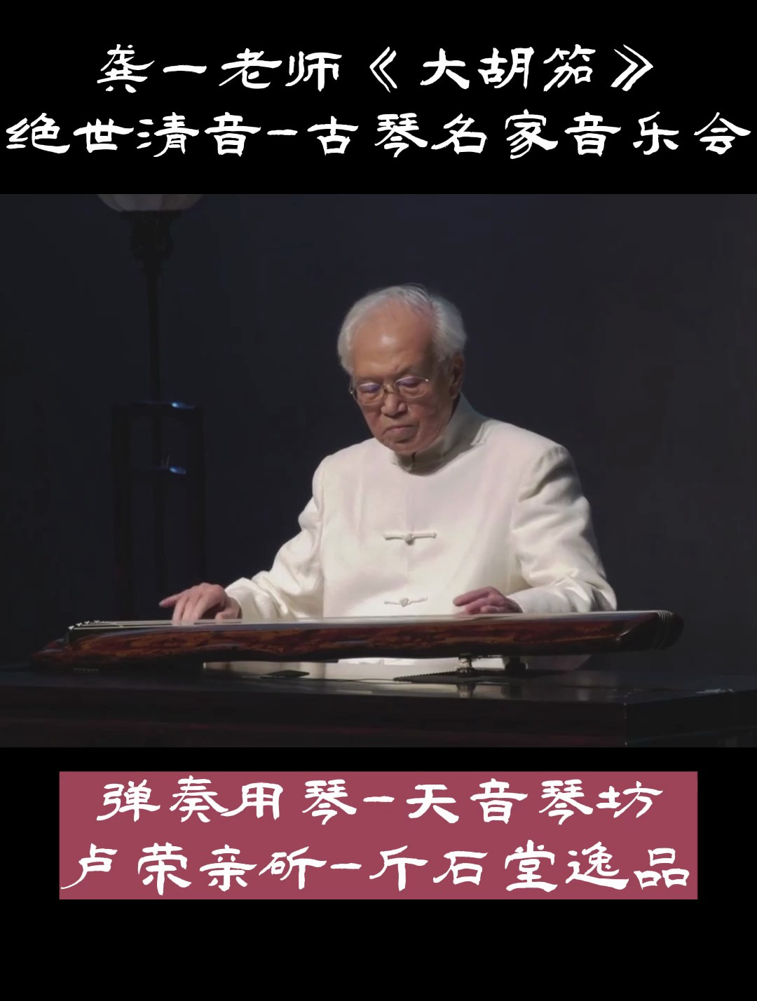 古琴龚一先生《大胡笳》琴荟太湖演奏用琴:斫琴师卢荣斤石堂蕉叶