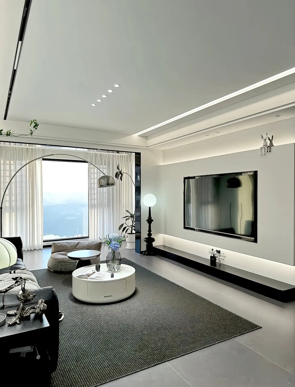 邻居都羡慕:100平米现代风黑白灰,这装修太有范儿了!